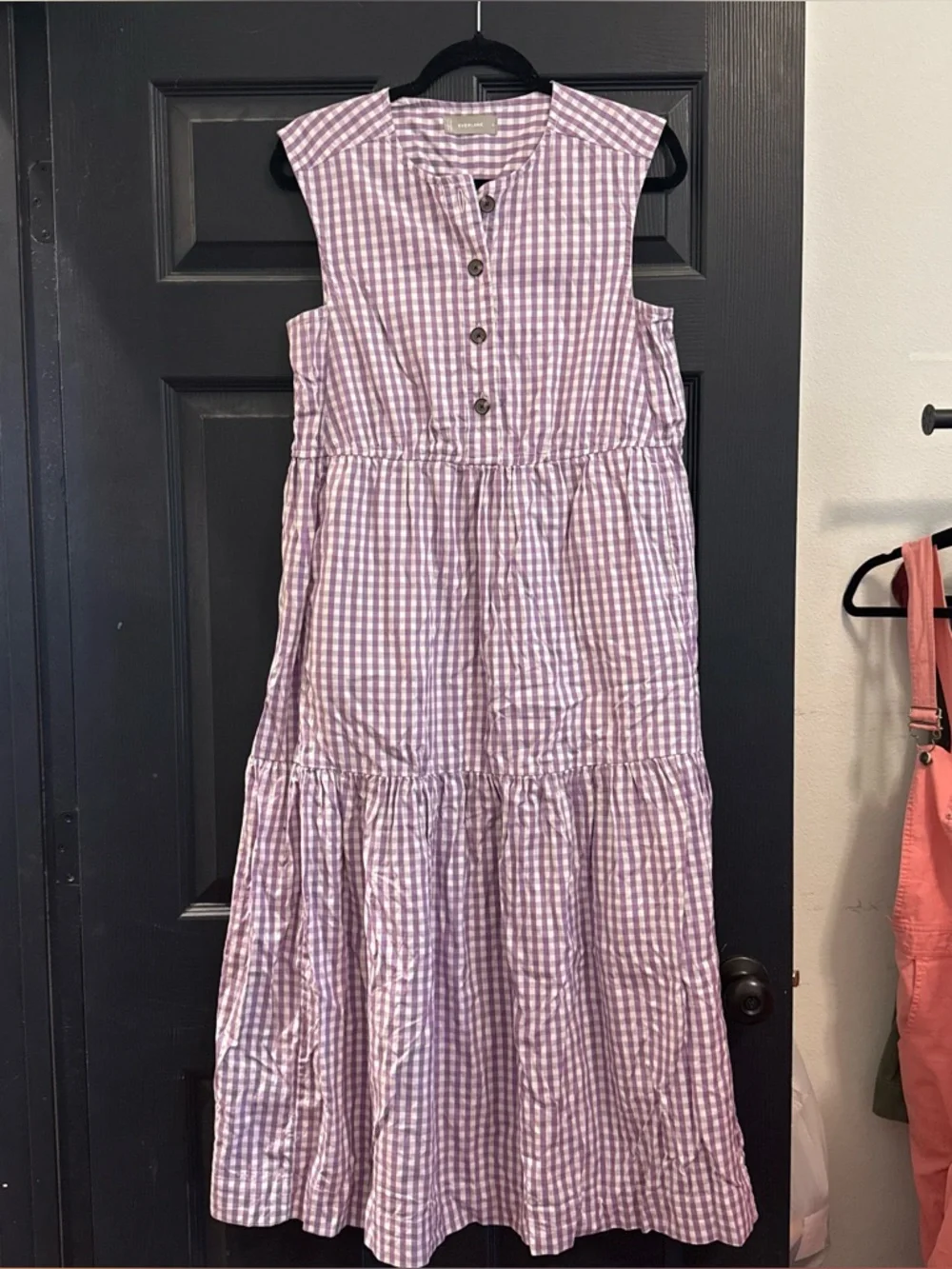 Everlane Purple Gingham Tiered Maxi Dress , Size S, EUC - Picture 2 of 5